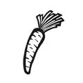 Black and white carrot cartoon