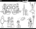 Black and white cartoon business concepts and people set Royalty Free Stock Photo