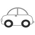 Black and white cartoon car vector illustration for coloring art Royalty Free Stock Photo