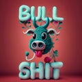 Bullshit - A Cartoon Cow With Text Royalty Free Stock Photo