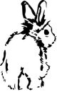 Black and white cartoon illustration, Back Pose of Rabbit