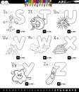 Educational cartoon alphabet set coloring book Royalty Free Stock Photo