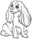 Cartoon Cavalier King Charles Spaniel purebred dog coloring book page