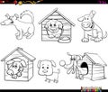 Cartoon funny dogs characters coloring book page Royalty Free Stock Photo