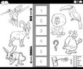 Biggest and smallest animal cartoon task coloring book page