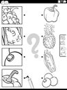 match fruit and vegetables and clippings activity coloring page