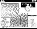 Maze with turtle riding a scooter to school coloring page