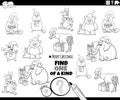 One of a kind game with animal on Christmas coloring page Royalty Free Stock Photo