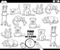 one of a kind activity with cartoon cats coloring page Royalty Free Stock Photo