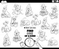 One of a kind game with pets on Christmas coloring page Royalty Free Stock Photo