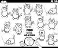 one of a kind game with cartoon cats coloring page Royalty Free Stock Photo