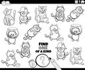 one of a kind game with cartoon cats coloring page Royalty Free Stock Photo