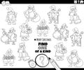 One of a kind game with Christmas characters coloring page Royalty Free Stock Photo