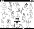 one of a kind game with cartoon scientists coloring page