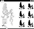 educational shadows game with saying illustration coloring page