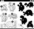 shadows game with funny turtles characters coloring page