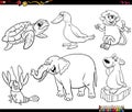 Cartoon animals characters set coloring page Royalty Free Stock Photo