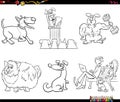 Cartoon dogs and people characters set coloring page