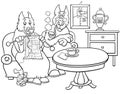 Cartoon senior dog characters couple coloring page Royalty Free Stock Photo