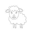 Black and White Cartoon Illustration of Funny Sheep Farm Animal Comic Character Coloring Book Page Royalty Free Stock Photo