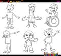 Children or teenager characters set coloring book