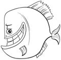 Cartoon piranha fish animal character coloring page Royalty Free Stock Photo