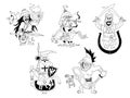Black and white Cartoon knights and warriors