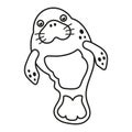 black and white cartoon manatee