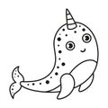 black and white cartoon narwhal