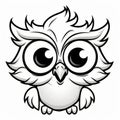 Black And White Cartoon Owl With Shiny Eyes - Uhd Image Royalty Free Stock Photo