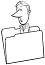 Black and white cartoon paper businessman in a folder