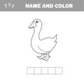 Black and White Cartoon Vector Illustration of Funny Goose Farm Bird Animal Royalty Free Stock Photo