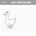 Black and White Cartoon Vector Illustration of Funny Goose Farm Bird Animal