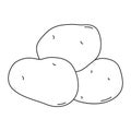 Black and white cartoon vector illustration of potato for coloring book. Ripe fresh vegetable for cooking Royalty Free Stock Photo