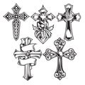 christian cross Wing vector drawing Blak illustration Royalty Free Stock Photo