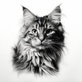 Colorful Realism: Black And White Zbrush Cat Illustration In 8k Resolution