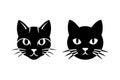 Black and White Cat Face Silhouettes Vector Illustration Royalty Free Stock Photo