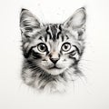Black And White Cat Face Tattoo Illustration