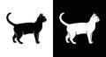 Black and White Cat Silhouettes Illustration Royalty Free Stock Photo