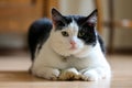 Black and white cat with a toy Royalty Free Stock Photo