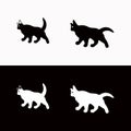 Black and white cat, vector icon, silhouette Royalty Free Stock Photo