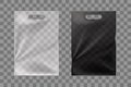 Black and white cellophane bags isolated mockup