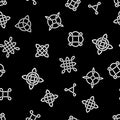 Black and white celtic knots and symbols ethnic dark seamless pattern, vector Royalty Free Stock Photo