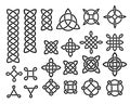 Black and white celtic knots and symbols ethnic set, vector