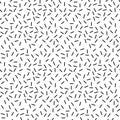 Black and white chaotic dash geometric seamless pattern, vector