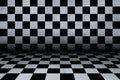 Black And White Checker floor Grunge Room Royalty Free Stock Photo