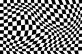 Black and white checker pattern vector illustration. Wave abstract checkered chessboard or checkerboard for game, grid Royalty Free Stock Photo