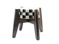 Black and white checkered cat or dog water or food bowl Courtly Check Medium staineless steel Pet Dish up on wooden stand for Royalty Free Stock Photo