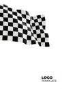 Black and white checkered flag waving against a plain white background. The Royalty Free Stock Photo