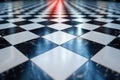 Black and White Checkered Floor With Red Light Royalty Free Stock Photo